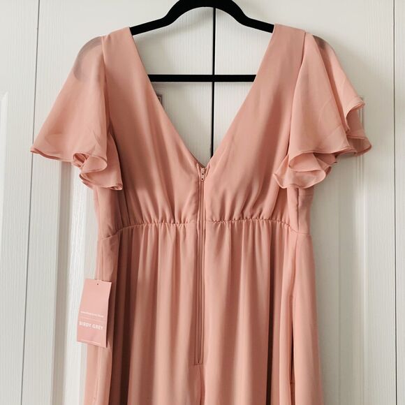 NWT Birdy Grey Hannah Empire Dress Pink Dusty Rose Small Chiffon Bridesmaid Flow - Picture 6 of 15
